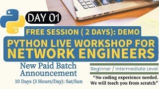 Python for Network Automation: Day01:Free Live Training:PyCharm,Netmiko,Paramiko: Network Engineers