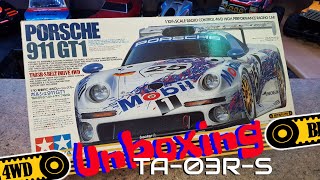 Unboxing 1997 Porsche 911 GT1 TA-03RS 58193 Tamiya RC 1/10