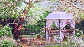 🍃Spring Gazebo ASMR Ambience With Gentle Rain, Wind Chimes, Crackling Candles, Nature Sounds