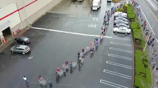 Drone images: Long lines at Costco in US amid virus fears | AFP