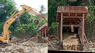 Gold mining made easy with One excavator, one washing machine and mini water pumping machines...