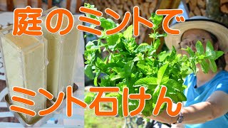 ミントを入れたマルセイユ石けんを作ります。夏の定番石鹸です。