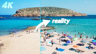 Crowded but Stunning: Walking Along Cala Comte Beach in Ibiza