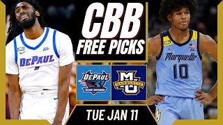 NCAA College Basketball Free Picks | DEPAUL vs MARQUETTE (01/11/22) NCAAB Picks