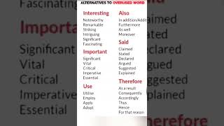 Alternatives for Overused Words 📽️🎥 IELTS 9 band #vocabulary |DAILY USE WORDS #learnenglish WRITING