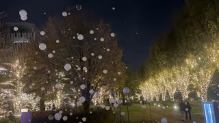 【4K高画質】2021東京ミッドタウン六本木クリスマスイルミネーション MIDTOWN CHRISTMAS 2021スタート！【SNOW LIGHT GLOBE】しゃぼん玉特別演出①