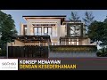 Desain Rumah Modern Tropis 2 Lantai 4 Kamar Tidur di Lahan 300 m2