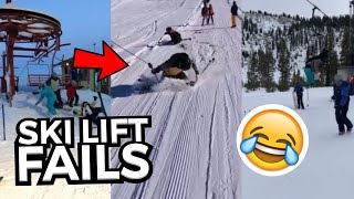 FUNNIEST Ski Lift Fails | Skiers & Snowboarders Falling Off Ski Lifts 😂