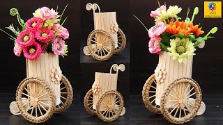 DIY Easy Flower Vase Making with popsicle sticks | Home Decor Flower Pot | Best out of waste