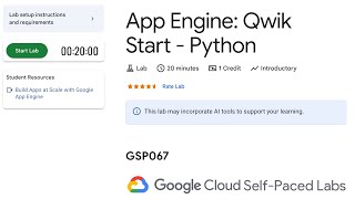GSP067-App Engine: Qwik Start - Python | Google Cloud Qwiklabs 2025