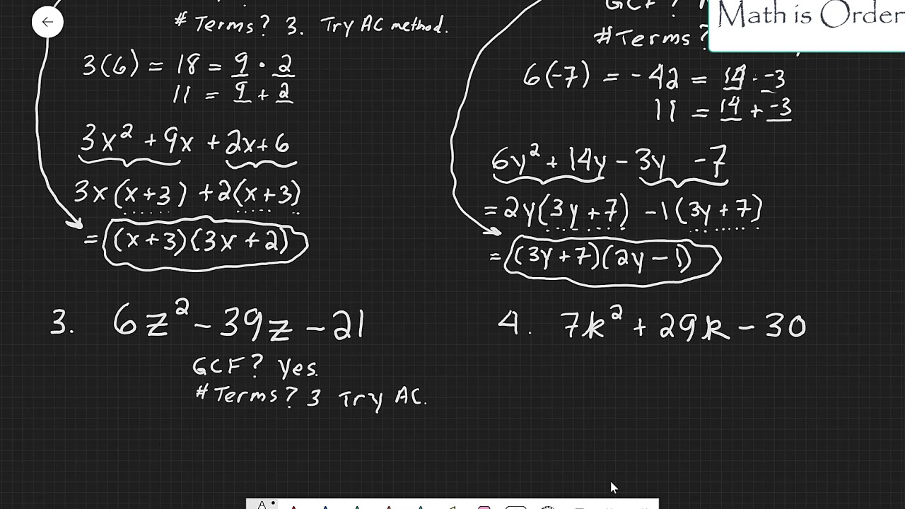 Factoring Trinomials Part 2 - YouTube