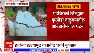 Ambezari Gadchiroli Elephant : हत्तींच्या हल्ल्यामुळे कुरखेडा तालुक्यातील आंबेझरीमध्ये घरांचं नुकसान