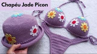 CHAPÉU EM CROCHÊ JADE PICON BBB22 | Bucket Hat Margaridas | Tamanho ùnico Adulto