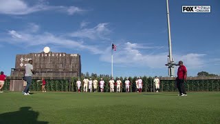 Reds \u0026 Cubs players and legends emerge from corn field at MLB at Field of Dreams