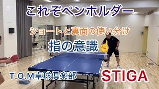 【卓球】ペンホルダーのショートと裏面