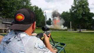 50 pounds of Tannerite explosion and 2 gallons of diesel