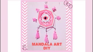 Mandala Design DIY | God's eye | Mandala art work | Wall art piece | ಮಂಡಲ ವಿನ್ಯಾಸ | Using woolen