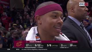Isaiah Thomas was all smiles after making his Cleveland Cavaliers debut