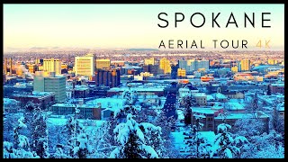 Downtown Spokane -  4K AERIAL DRONE