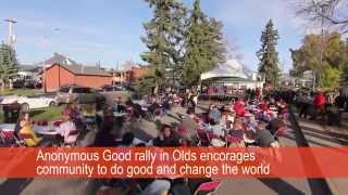 Anonymous Good rally in Olds encourages community to do good and change the world