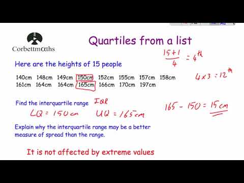 Quartiles From A List - Corbettmaths - YouTube