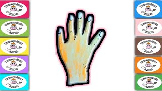 How to Draw a Hand for Kids / Color Pencil and Pen Drawing