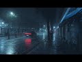 [4K] Last summer, a night with heavy rain pouring down on an empty city street. Rain sound ASMR