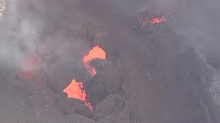 Halema'uma'u Lava Lake Fills from Two Spatter and Fountain Sources