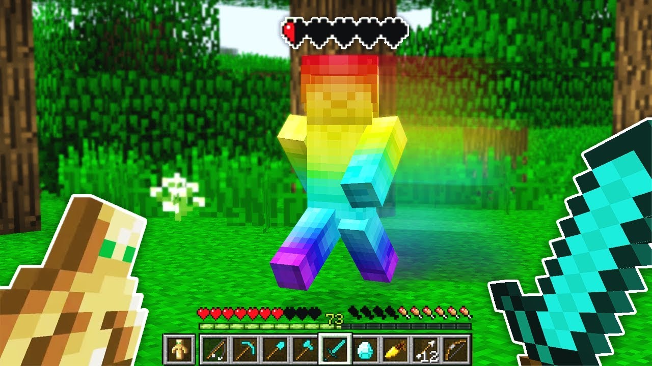 Defeating Rainbow Steve In Minecraft Youtube