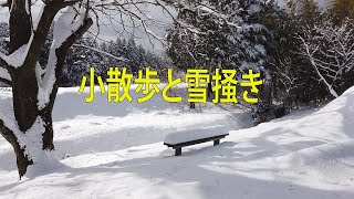 20㎝は積もった雪の上の散歩＆我が家の陰で凍る道の雪掻き