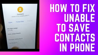 Fix Unable to Save Contacts Problem in android mobile ll