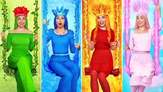Fire Girl, Water Girl, Air Girl and Earth Girl | Four Elements at College Multi DO Challenge