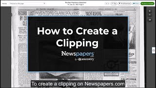 How to Create a Clipping on Newspapers.com