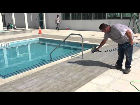 How to make pool deck less slippery How to make pool deck less slippery