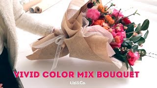 Vivid Color Flower Bouquet Wrapping Tutorial