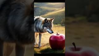 Viewers ai hybrid video||wolf vs Apple||#shorts#viral#ai#trending#wolf#apple#jungle