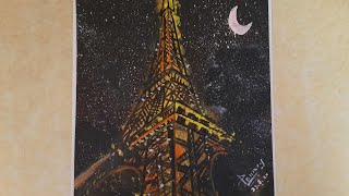 How to draw Eiffel Tower by(acrylic paints)