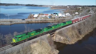 Awesome 4K View! Long Manifest / Stack Trian NBSR 121 at South Bay, NB Just out of Ponderosa Yard