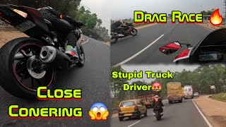 R15M Vs R15v3 Drag Race 🔥 Stupid Truck Driver🤬 Close Conering😱