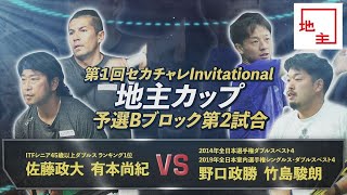 【第1回地主カップ/予選B第2試合】シニア世界1位vs全日本トップ選手！佐藤・有本がトップ選手相手に一矢報いることができるのか！？