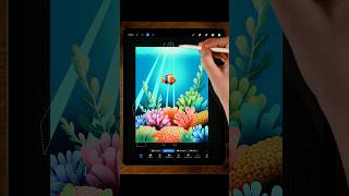 Underwater Scene on iPad 🐟🪸 #procreatetutorial #springonshorts