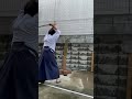 畳表2畳巻きを左袈裟斬りで三回斬る　three consecutive diagonal cuts of two tatami mat rolls