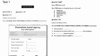 Dreamtime Travel Agency Tour Information IELTS Listening Test With Answers