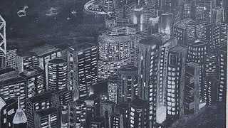 색연필 한자루로 야경 그리기 Drawing nightview