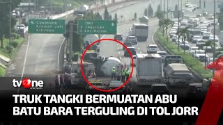 Sebuah Truk Tangki Terbalik, Lantaran Sopir Ingin Menghindari Korban Jiwa dengan Menabrakan Truk