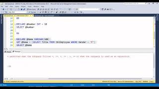 Microsoft SQL Server Development Part 36 : Variables in SQL Server