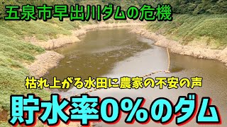 農家に大打撃【早出川ダム】の貯水率が0％で水田が枯れ果てる。