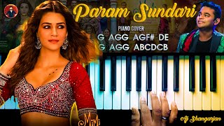 Param Sundari - Mimi Song Piano Cover with NOTES | AJ Shangarjan | AJS