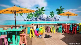 Maldives Sunny Day Seaside Cafe Ambience | Relaxing Coffee Shop Ocean Wave and Seagulls Sounds