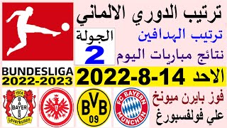 ترتيب الدوري الالماني وترتيب الهدافين ونتائج مباريات اليوم الاحد 14-8-2022 الجولة 2- فوز بايرن ميونخ